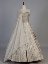 Cream silk designer wedding lehenga choli