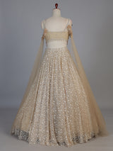 Beige net stone embellished bridal lehenga choli