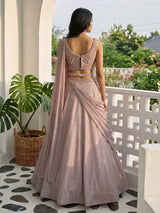 Peach lycra sequins embellished party wear lehenga choli