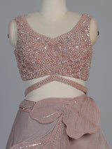 Peach lycra sequins embellished party wear lehenga choli