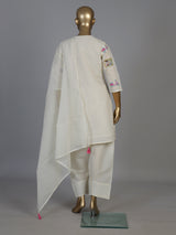 Cream cotton salwar suit with elegant V neckline