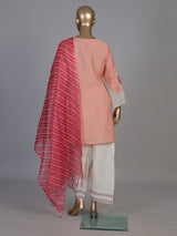 Peach tissue salwar suit with sweetheart neckline