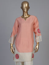 Peach tissue salwar suit with sweetheart neckline
