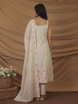 Light green silk Anarkali kurti set with sequin work