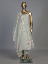 Light green silk Anarkali kurti set with sequin work