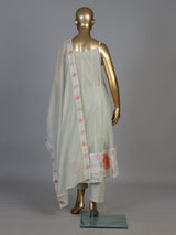 Light green silk Anarkali kurti set with sequin work