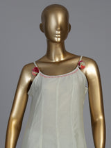 Light green silk Anarkali kurti set with sequin work