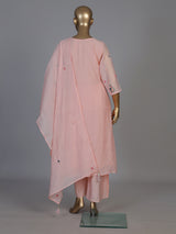 Peach silk yoke style kurti set with sequin and thread detailing