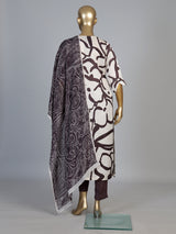 Brown silk printed kurti set with cutdana and stone detailing