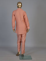 Peach tissue silk co ord set with thread detailing and pants