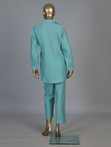 Sky blue tissue silk co ord set with full sleeves and pants