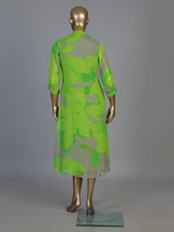 Green georgette printed kurti with delicate bead embellishments