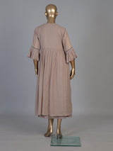Dark beige silk kurti with embroidered detailing