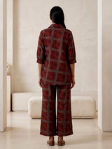 Grey cotton silk printed casual palazzo co ord set