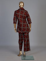 Grey cotton silk printed casual palazzo co ord set