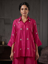 Rani pink crepe silk designer festive palazzo co ord set