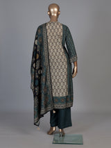 Rama blue silk printed festive palazzo kurti set
