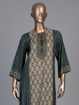 Rama blue silk printed festive palazzo kurti set