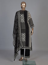 Black silk printed festive kurti set with dupatta