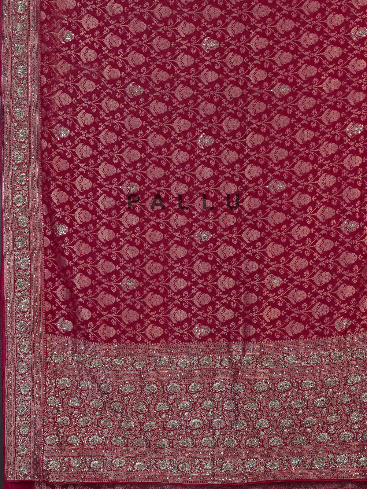 Rani pink georgette floral festive saree for women