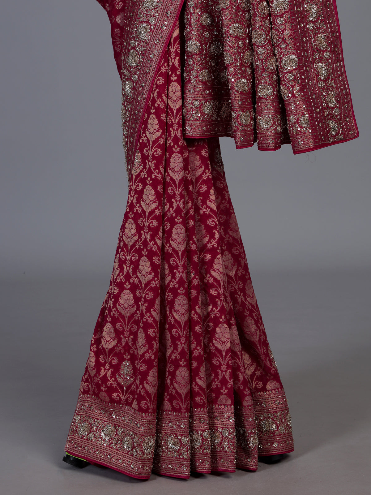 Rani pink georgette floral festive saree for women