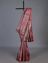 Red tissue silk motif wedding saree with designer elegance