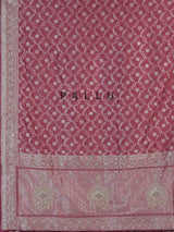 Mauve pink dola silk festive saree with zari work