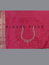 Rani pink kanjivaram silk bird motif festive designer saree