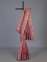Rani pink kanjivaram silk bird motif festive designer saree