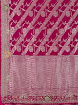 Rani pink banarasi silk festive saree for women