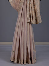 Pastel beige tissue silk bird motif festive saree women