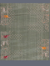 Sage green tissue silk animal motif festive saree women