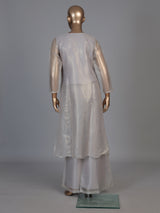 Pastel grey organza tissue designer festive palazzo suit