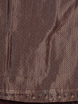 Brown dola silk saree with floral tassel embellished design