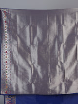 Blue paithani silk saree with floral motifs and zari elegance