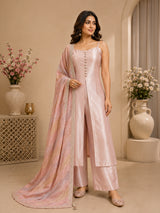Opulent blush pink designer palazzo suit for women