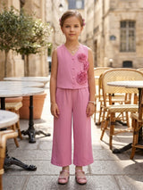 Pink floral palazzo co-ord set for girls