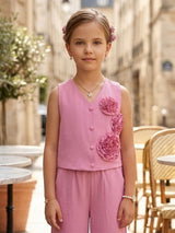 Pink floral palazzo co-ord set for girls
