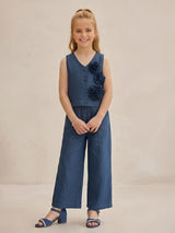Blue floral palazzo co-ord set for girls