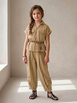 Beige jogger co-ord set for girls