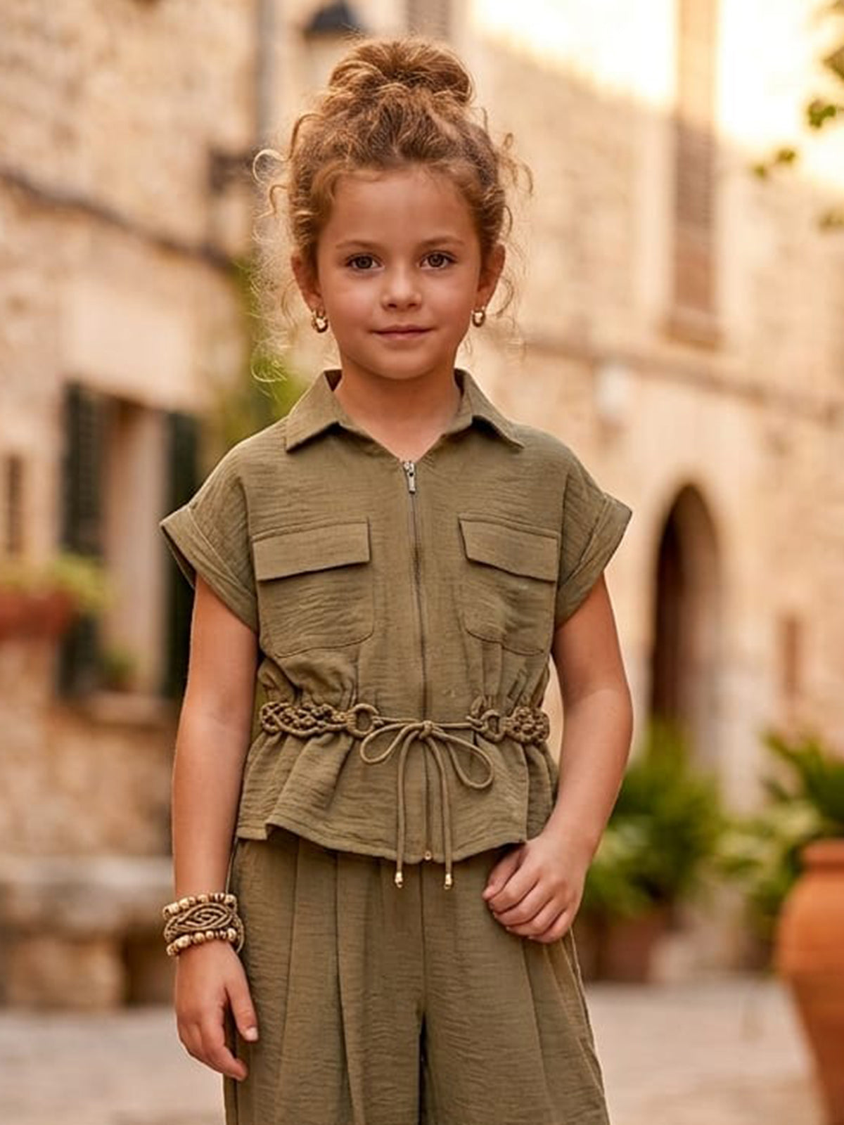 Olive jogger co-ord set for girls