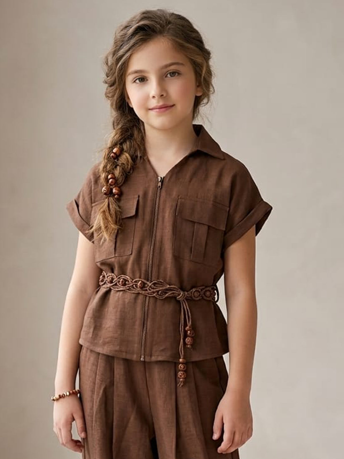 Brown jogger co-ord set for girls