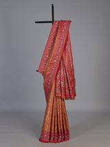 Chikoo beige kanjivaram tissue silk saree with bird motifs