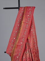 Chikoo beige kanjivaram tissue silk saree with bird motifs