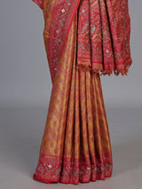 Chikoo beige kanjivaram tissue silk saree with bird motifs