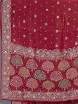 Pink dola silk saree with floral butti designer elegance