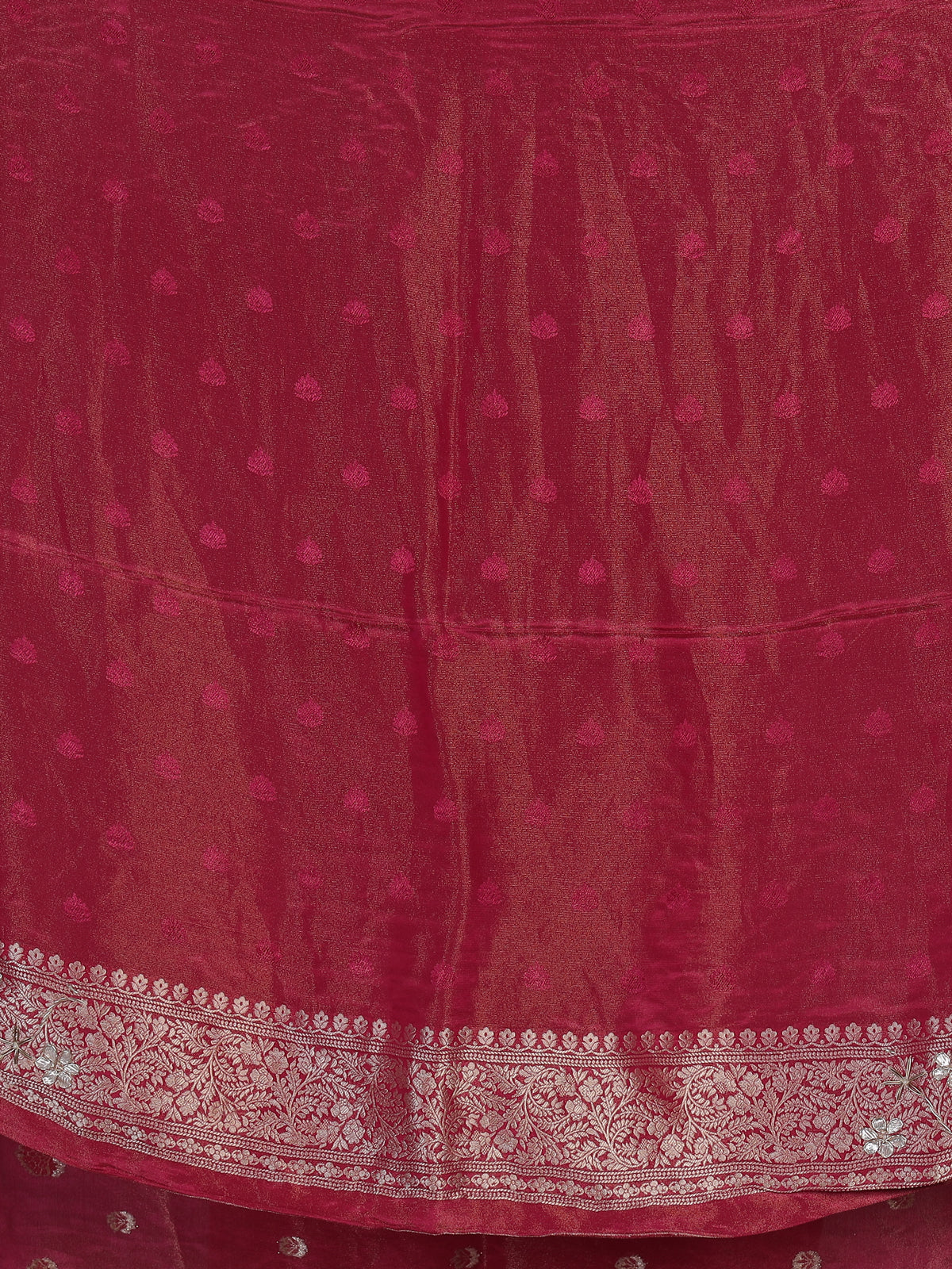 Pink dola silk saree with floral butti designer elegance