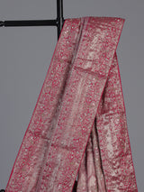 Rani pink kanjivaram tissue silk floral festive saree