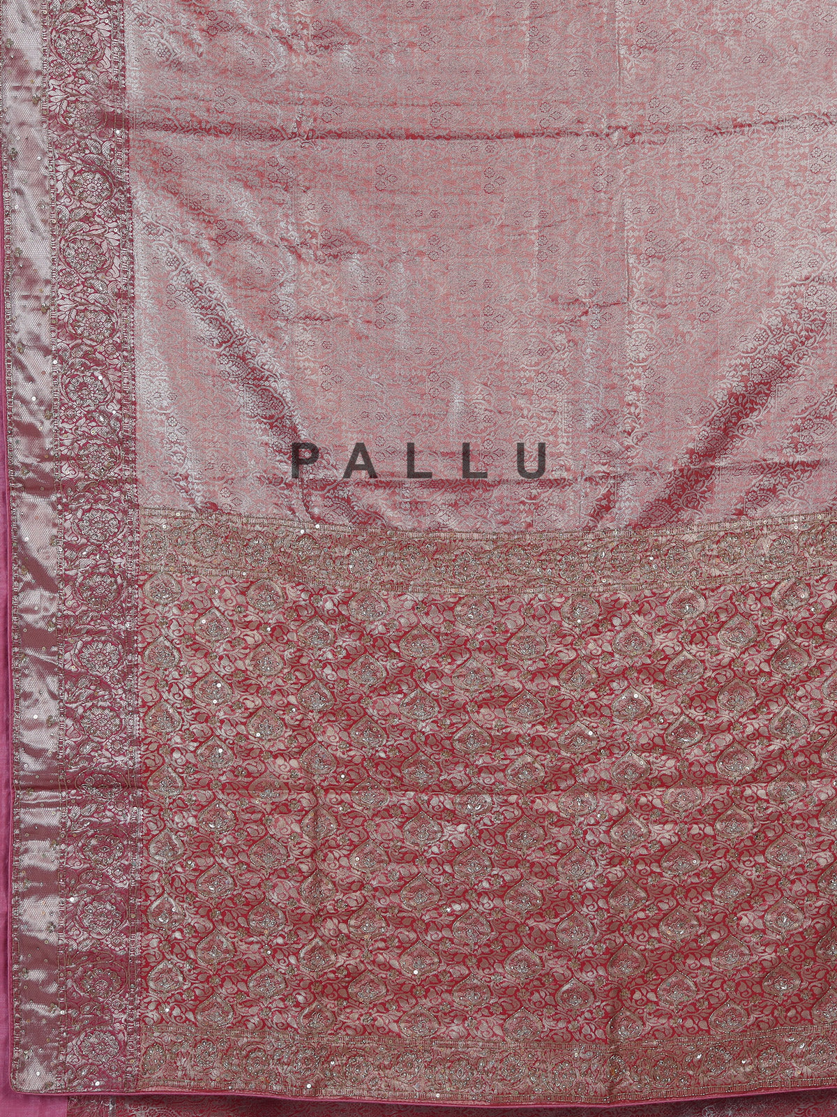 Rani pink kanjivaram tissue silk embellished festive wedding saree