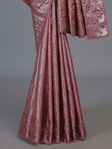 Rani pink kanjivaram tissue silk embellished festive wedding saree